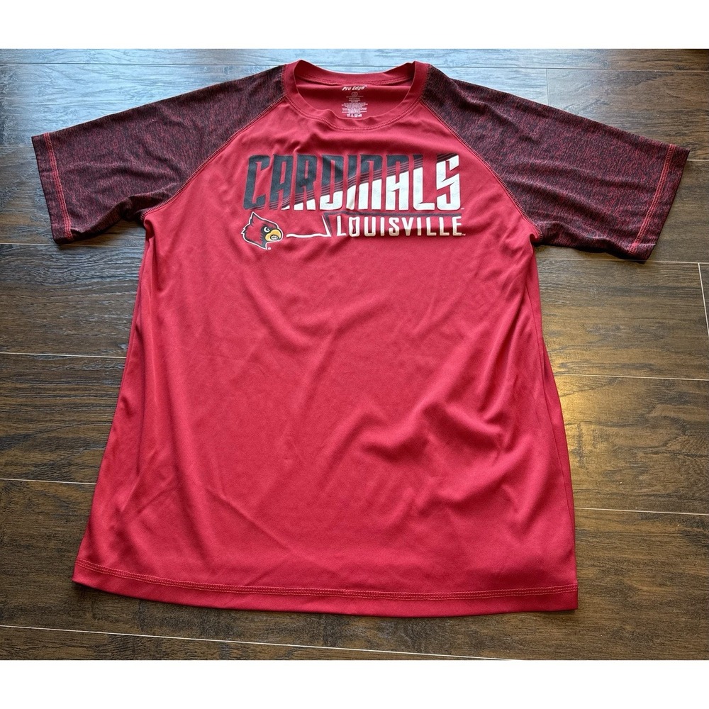 Pro Edge Louisville Cardinals Shirt Mens Large Red Performance Raglan Tee NCAA